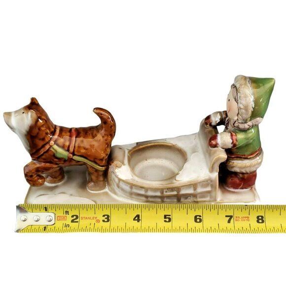 Yankee Candle Eskimo Husky Tealight Holder Votive Dog Sled Girl Snow Holiday - Picture 13 of 15
